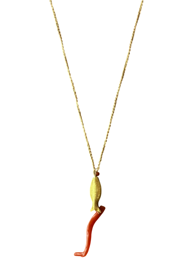 Collana con corallo e pesciolino